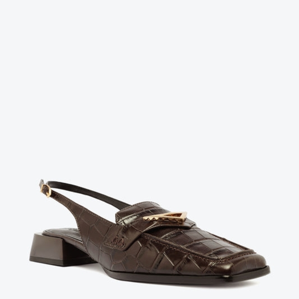 NWT SCHUTZ Brown Croc-Embossed Loafers